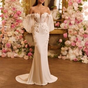 Desert flower wedding dress